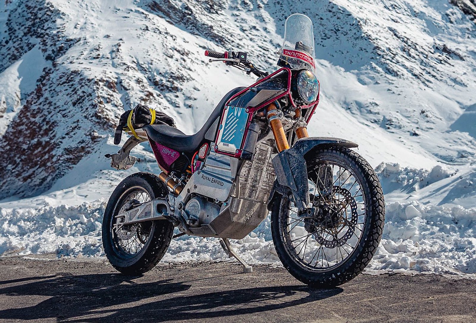 A view of Royal Enfield's electric test bed, the "HIM-E."