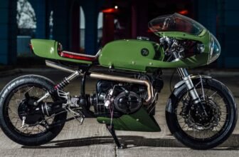 Aurora: A Porsche-green BMW R100R café racer from...