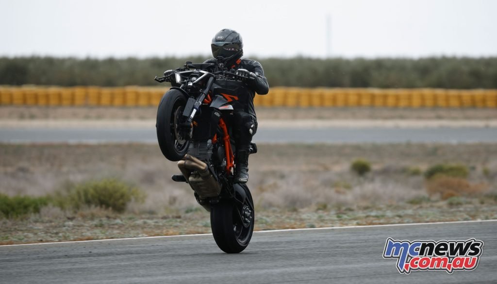 2024 KTM 1390 Super Duke R. Wet track meant we had a skid and wheelie session...