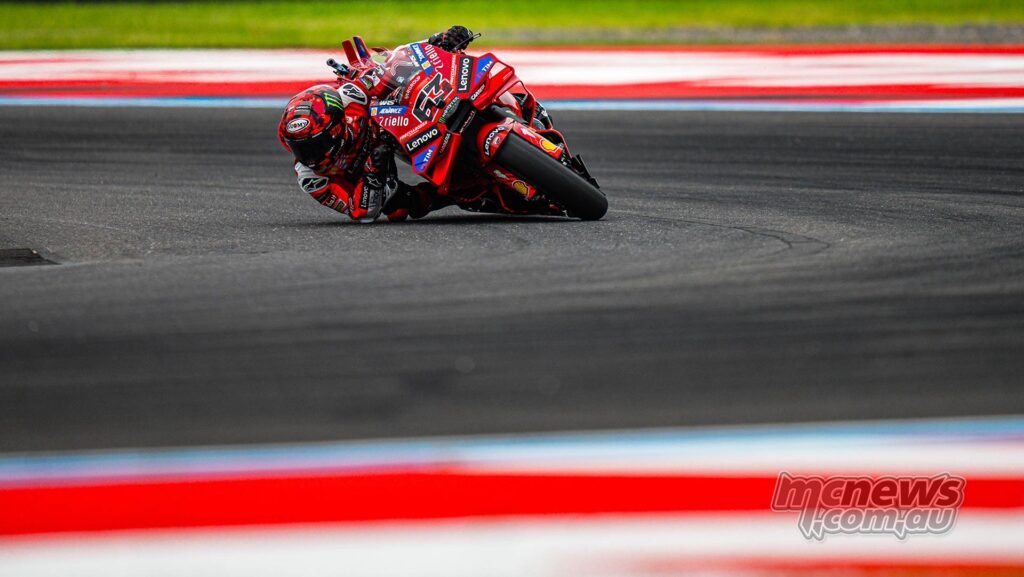 Pecco Bagnaia was almost four-seconds behind Marc Marquez after 12 laps