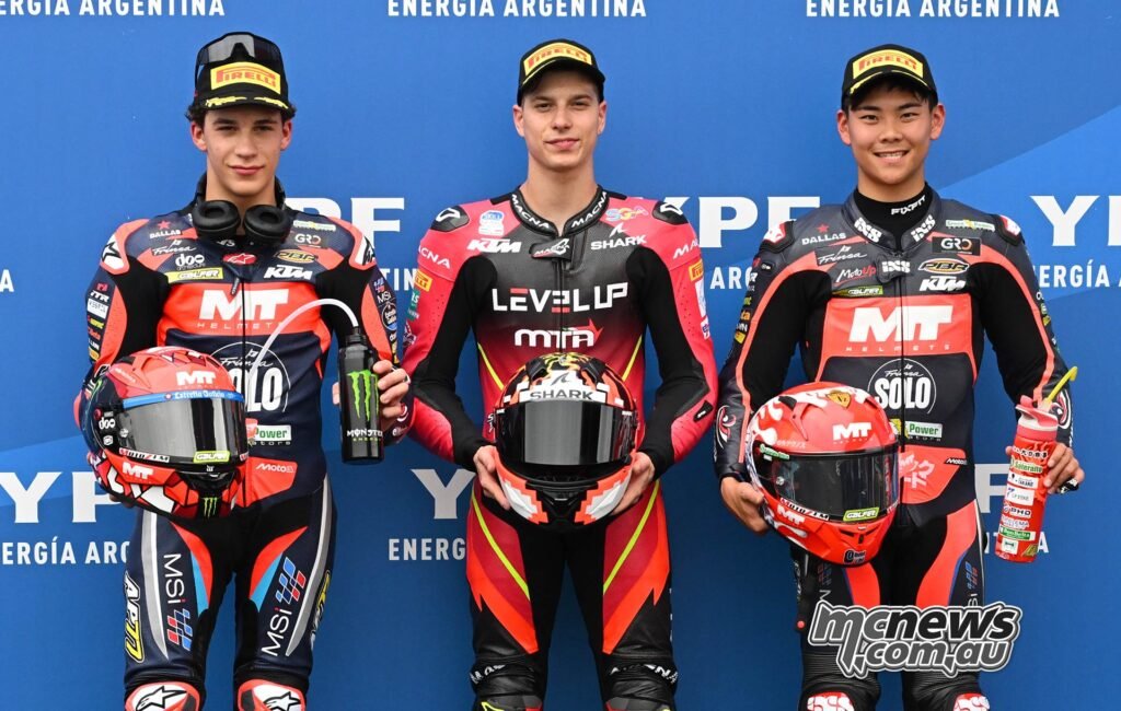 Moto3 Front Row - Argentina 2025 - Termas de Rio Honda - Bertelle, Piqueras, Yamanaka