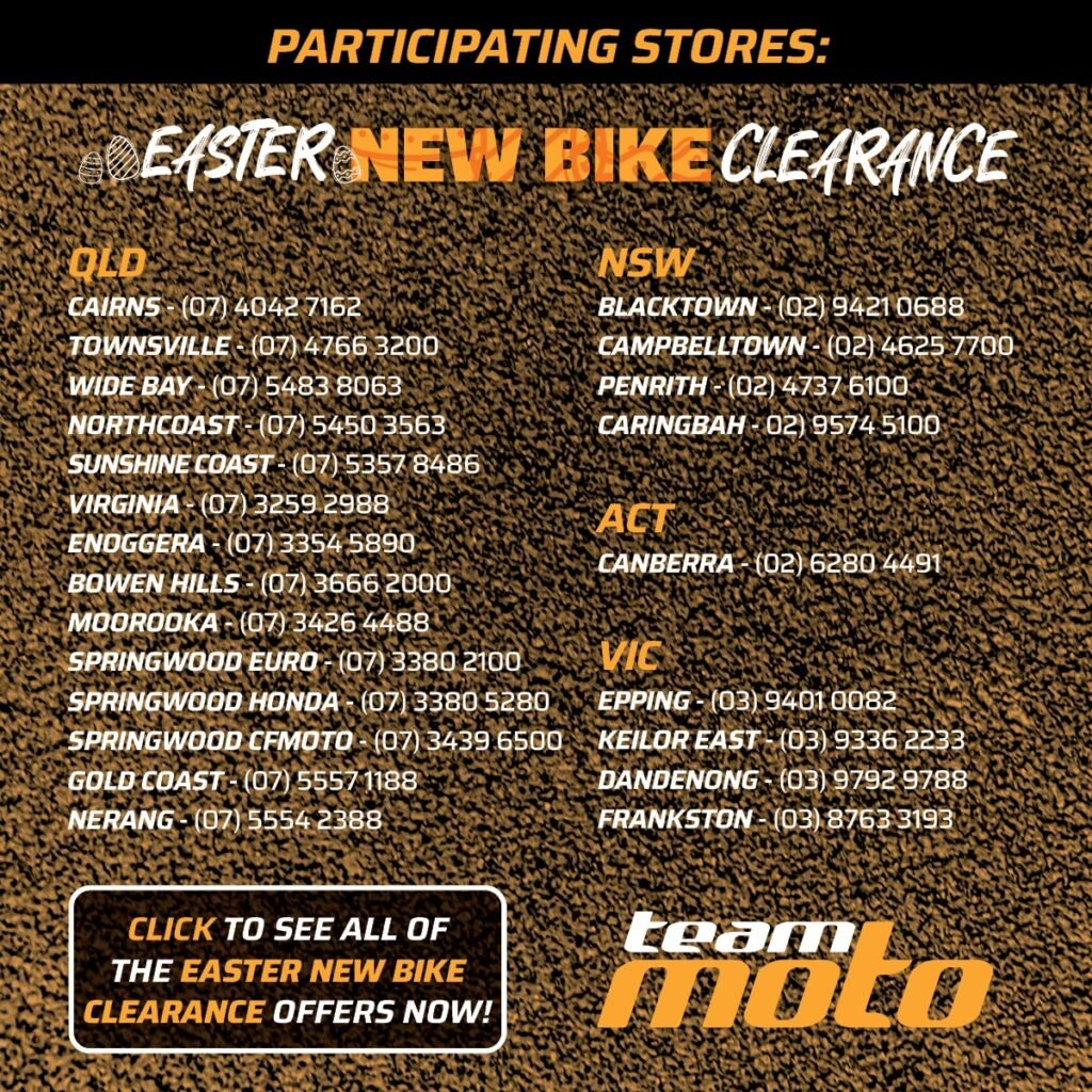 TeamMoto Easter Clearance – Massive Savings on New Bikes!