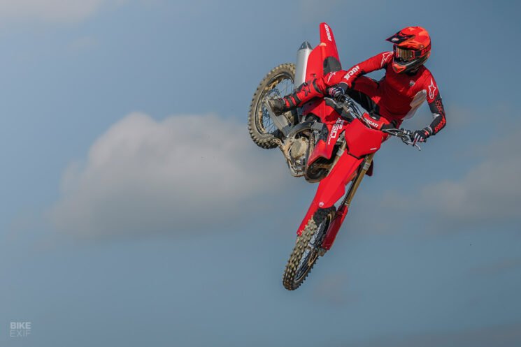 Ducati Desmo450 MX motocross race bike in action