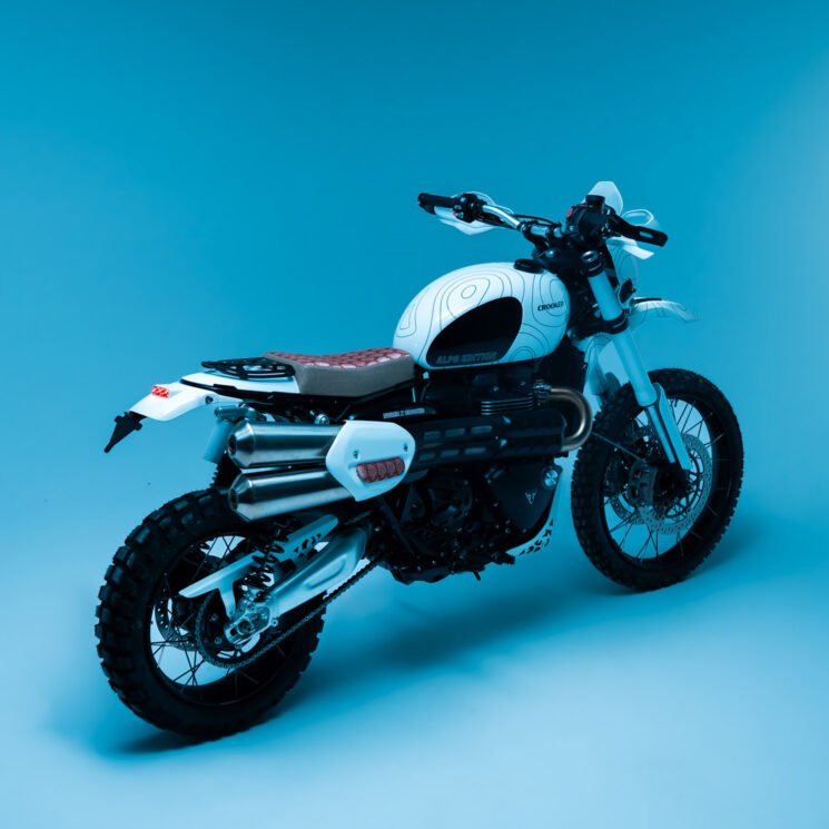 The Alps Edition Triumph Scrambler 1200 bolt-on kit by Crooked Motorcycles