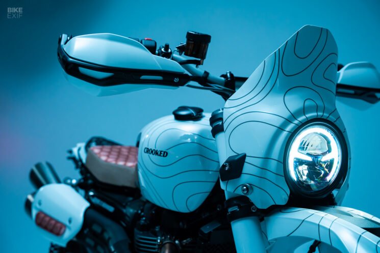 The Alps Edition Triumph Scrambler 1200 bolt-on kit by Crooked Motorcycles