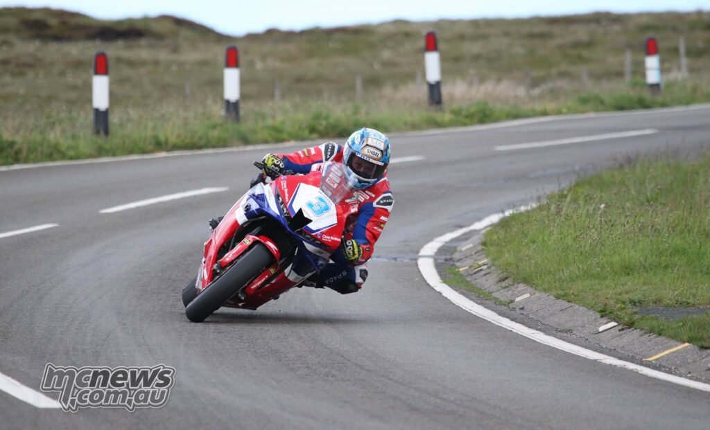 Dean Harrison (Honda) is on top in Supersport ahead of Michael Dunlop (Ducati) and Peter Hickman (Triumph)
