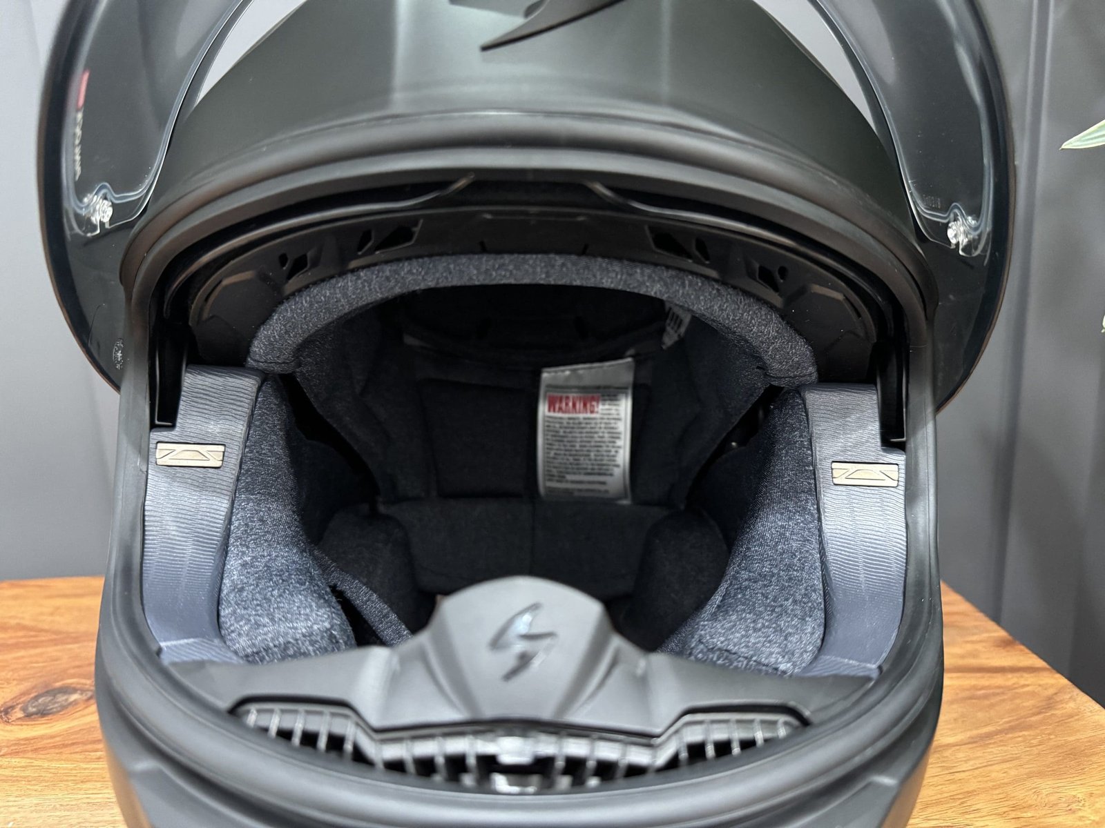 Front face view of the inside of the Scorpion EXO-Eclipse helmet