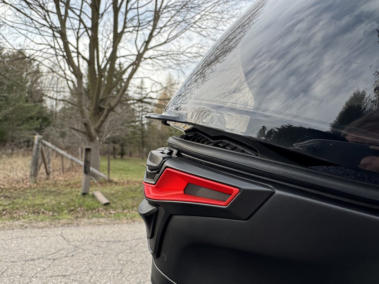 Close up view of the face shield in city position
