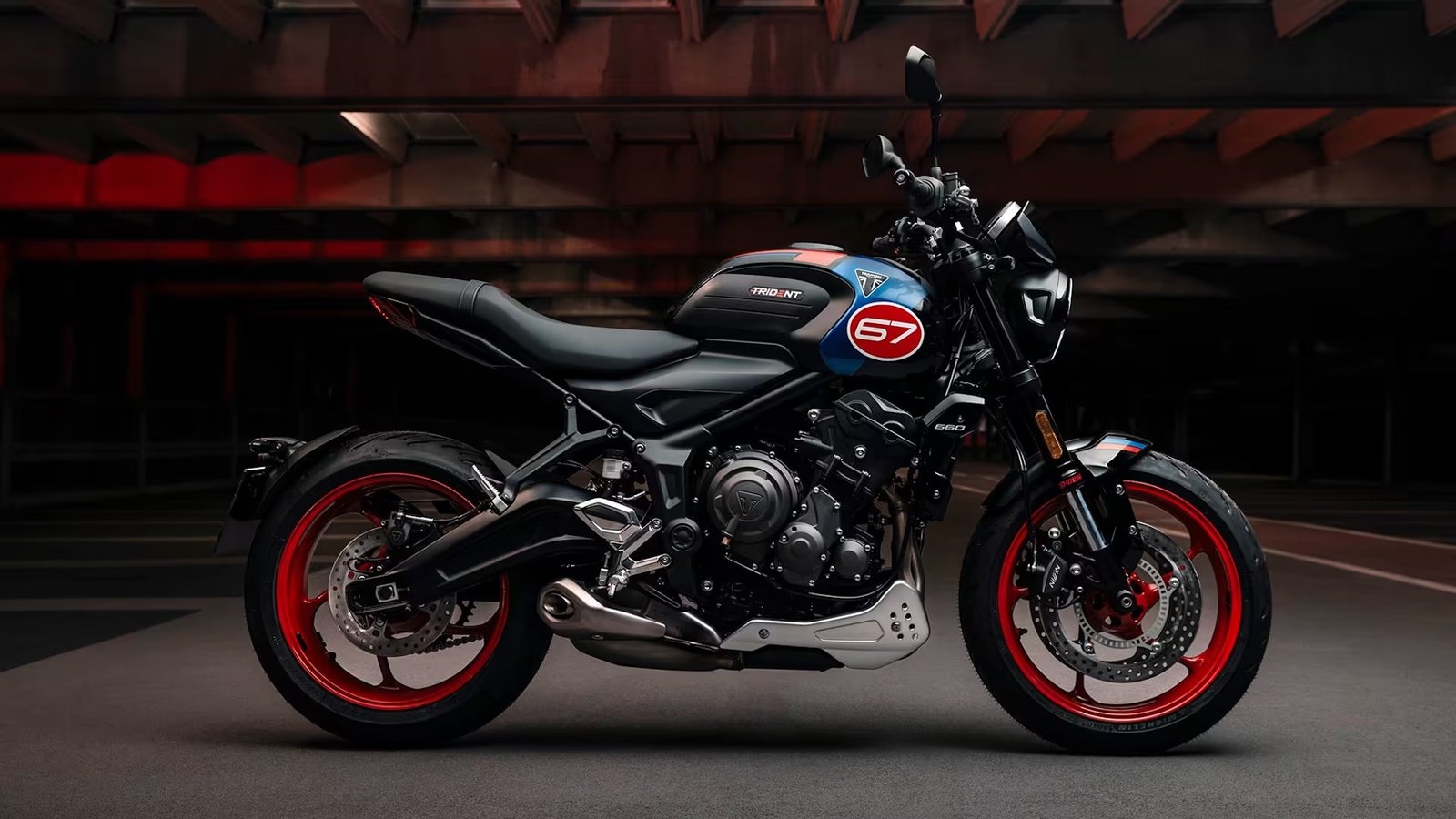 A view of Triumph's new Trident 660 Triple Tribute Edition.