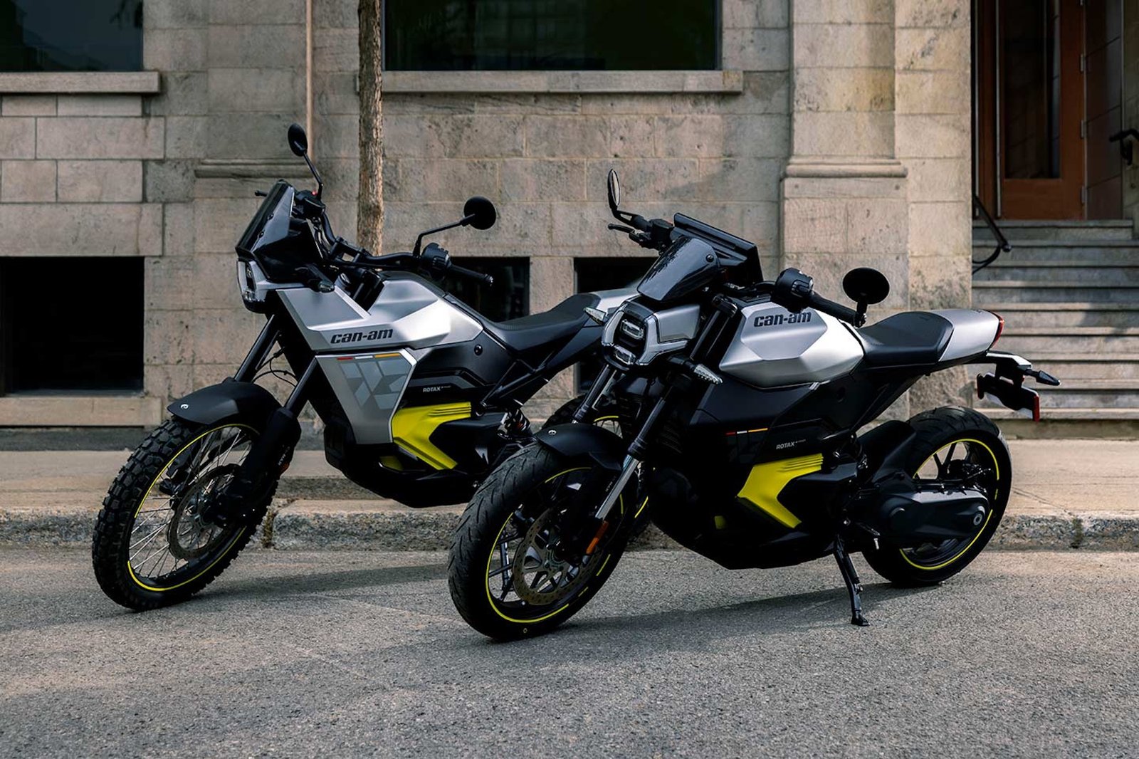 A view of Can-Am's electric motorcycles.