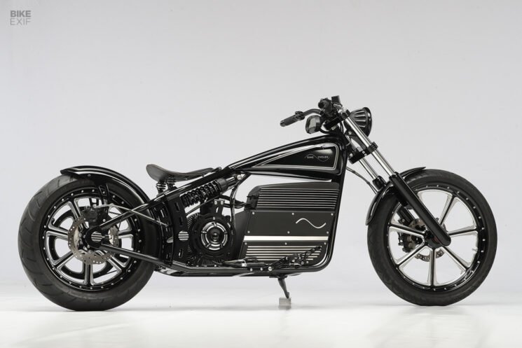 Electric chopper with Zero Motorcycles parts, by Sine Cycles
