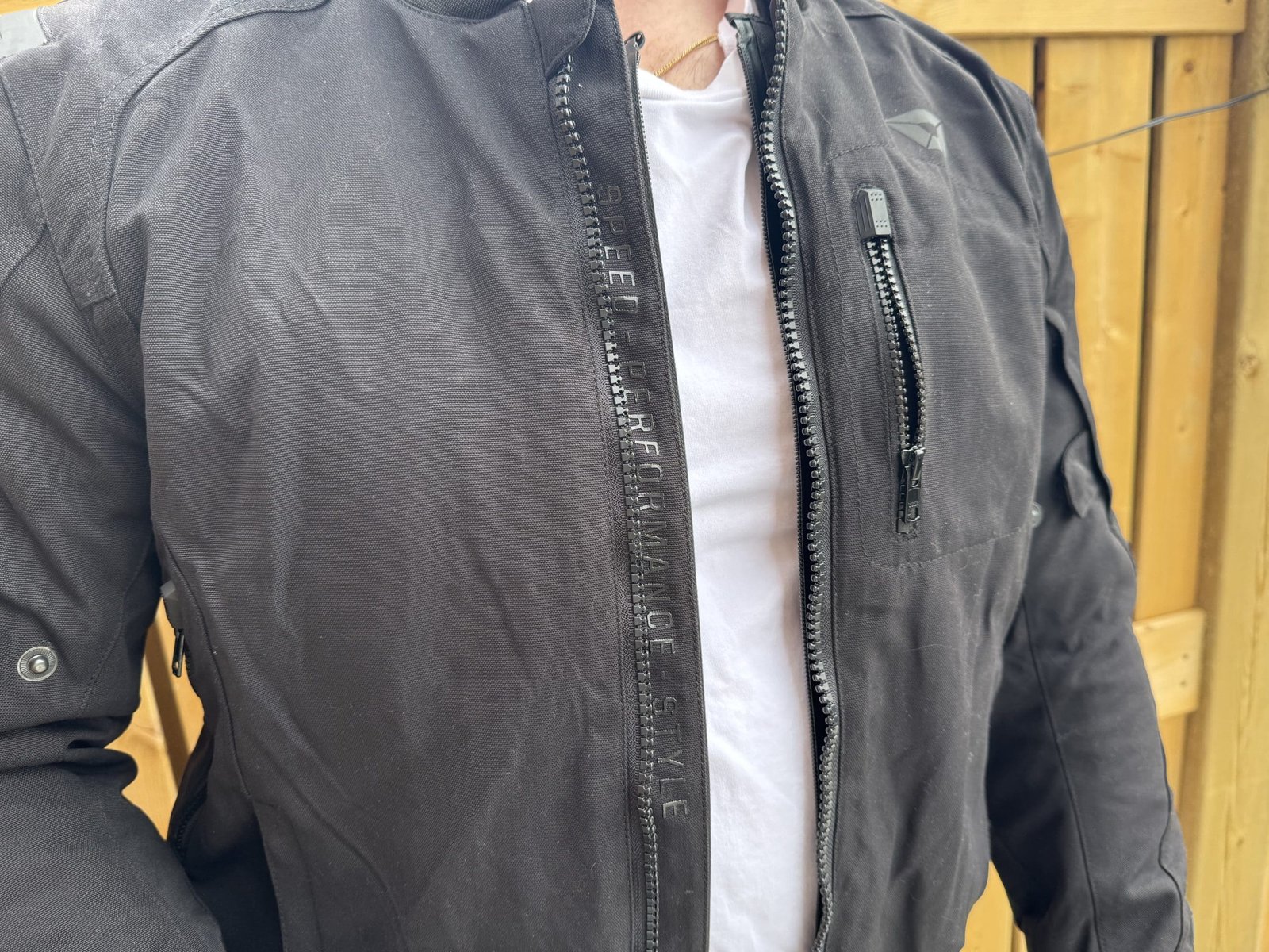 Zipper detail on the Cortech Versa-Flo Jacket