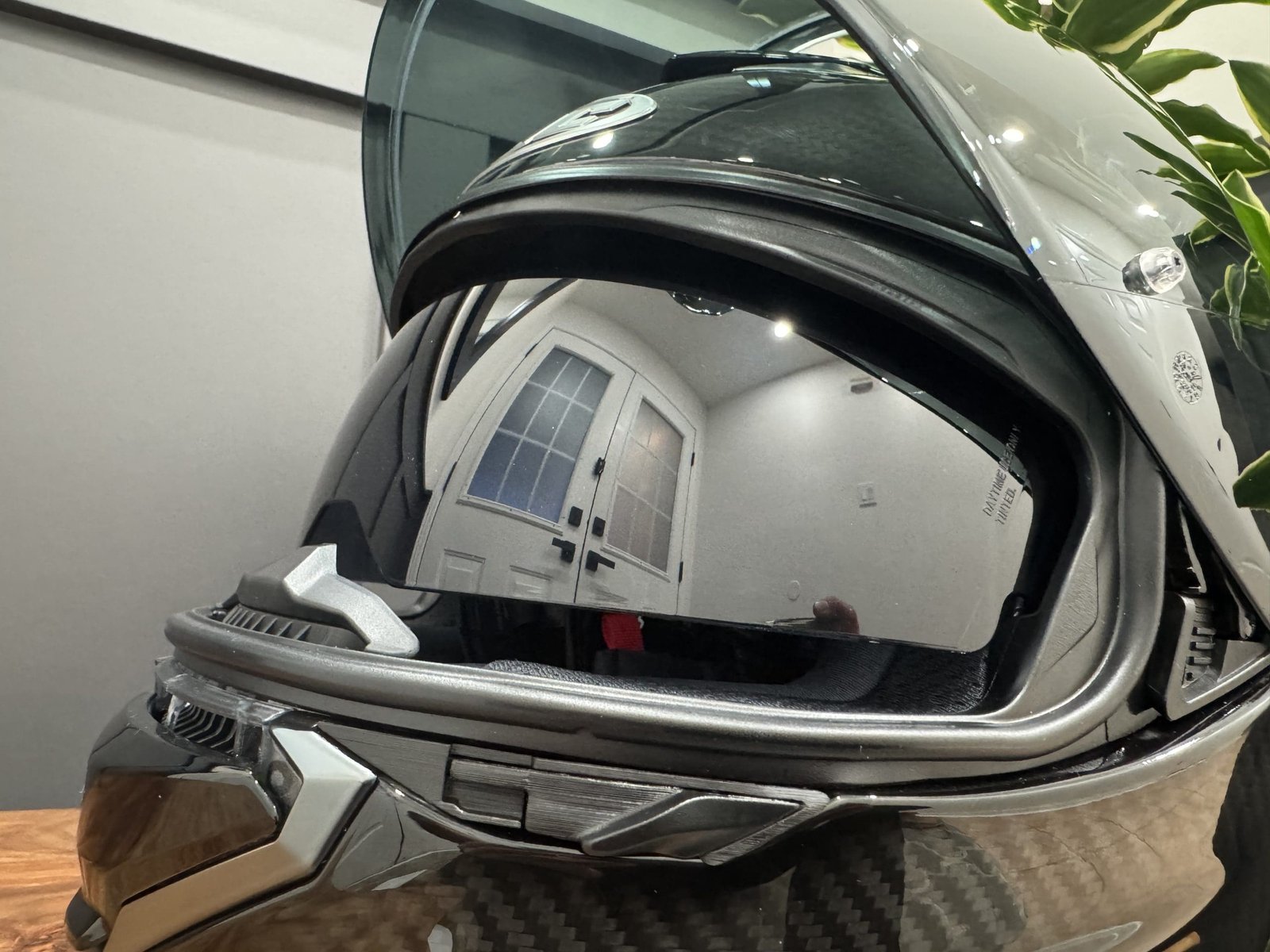 Drop down sun shield on the HJC RPHA 71 Carbon