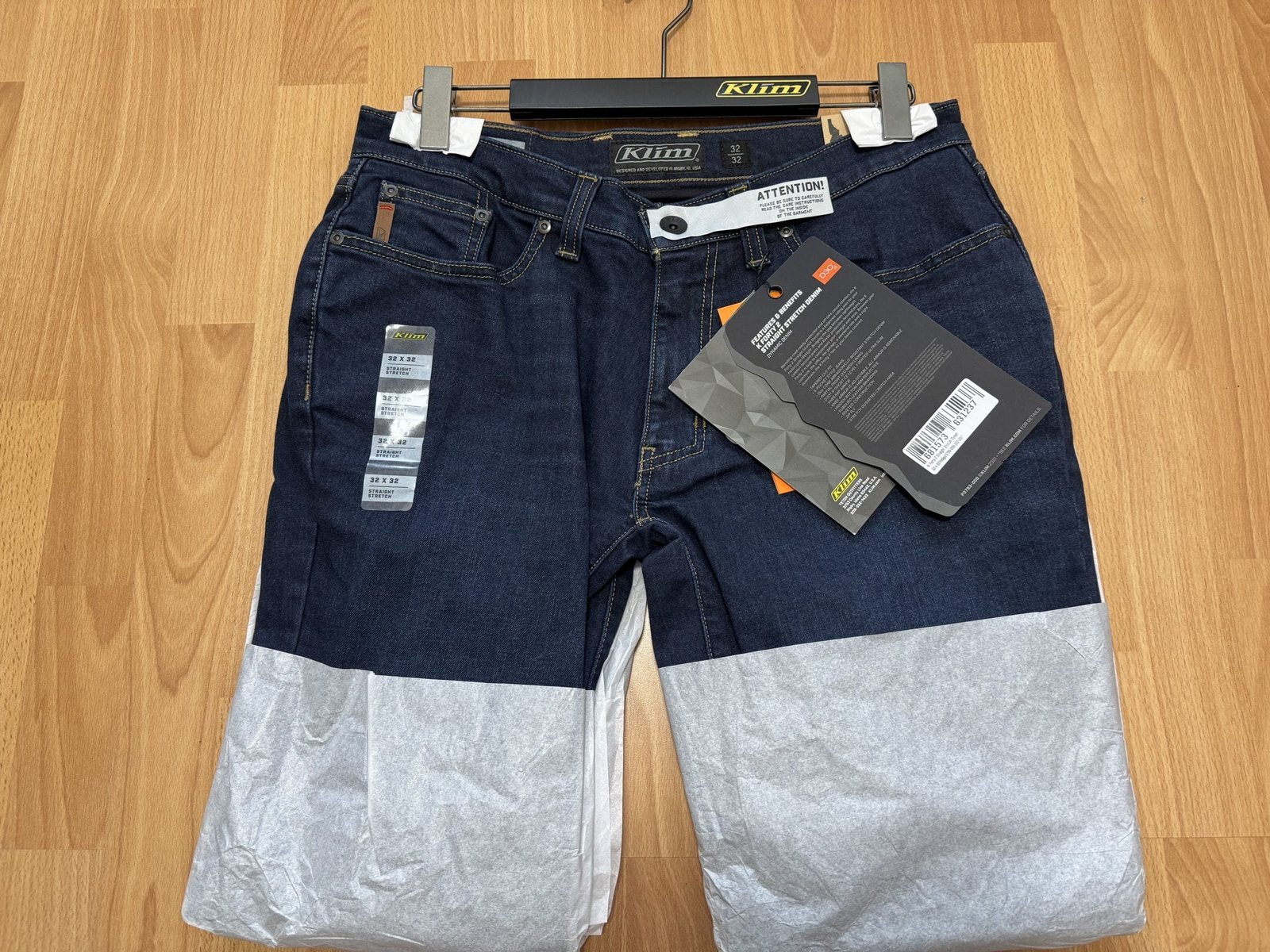 Klim K Forty 2 Stretch Denim Jeans packaged on a hanger