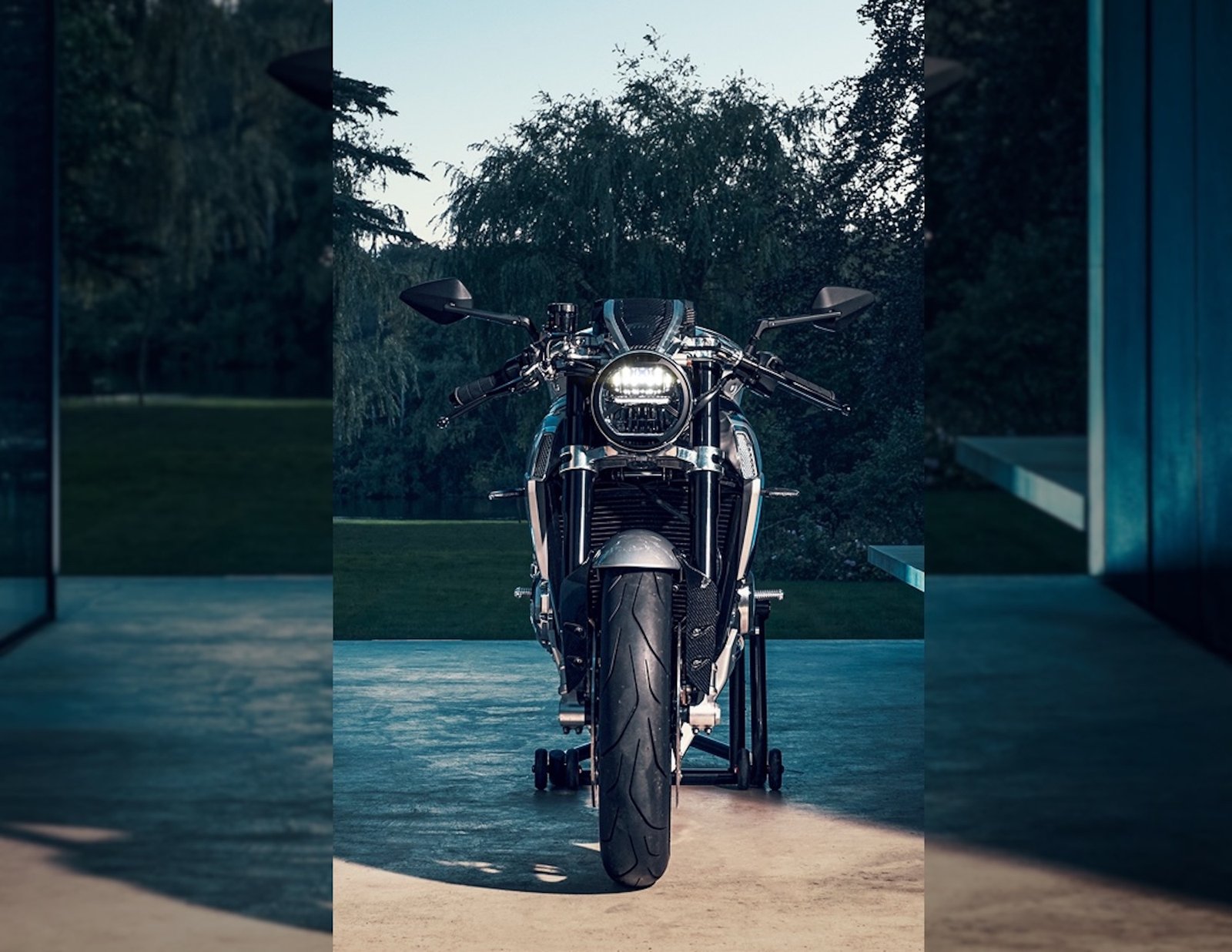 A view of a Norton Motorcycle.