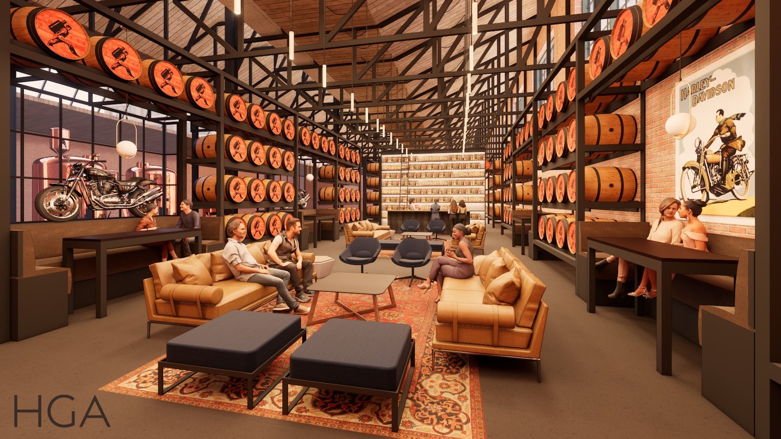 A view of the Central Standard Craft Distillery's new location in the Harley-Davidson headquarters.