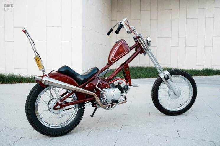 Custom-built Honda Cub chopper with a Zongshen engine
