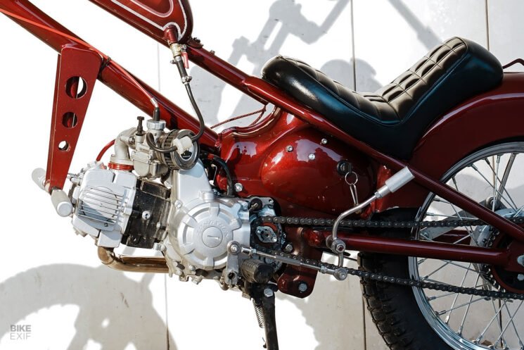 Custom-built Honda Cub chopper with a Zongshen engine