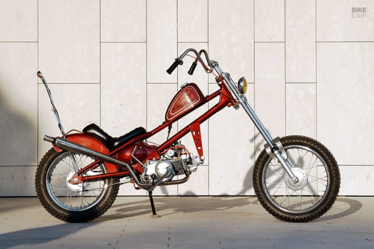 Custom-built Honda Cub chopper with a Zongshen engine
