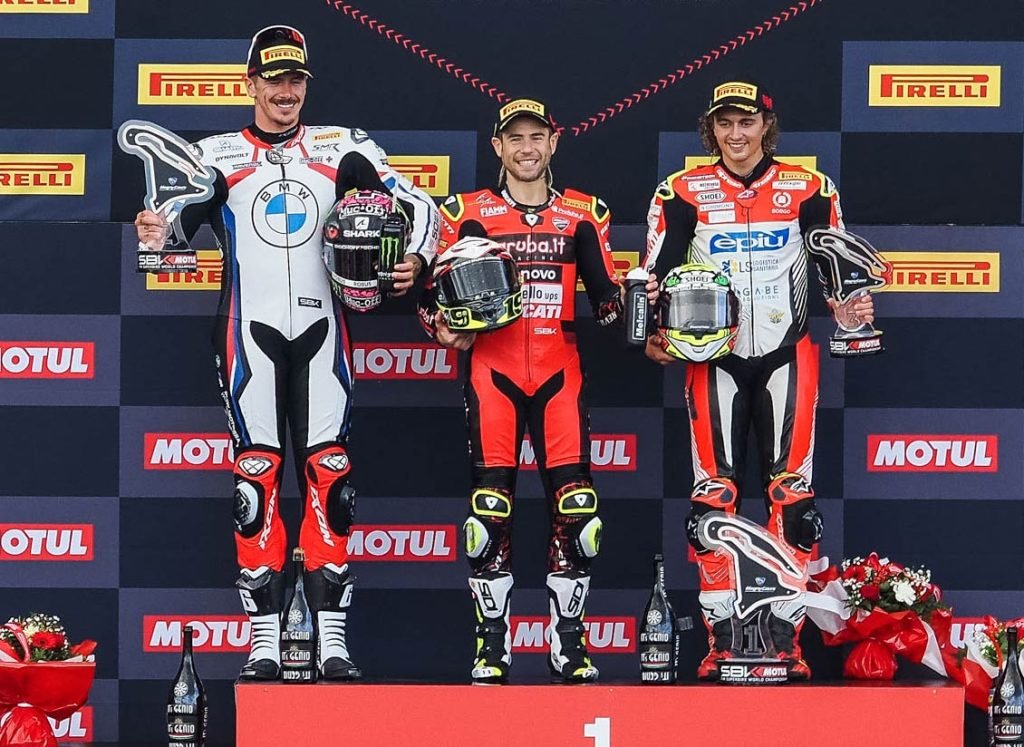 2022 Magny-Cours WorldSBK Results Race 1 1. Alvaro Bautista (Aruba.it Racing – Ducati) 2. Scott Redding (BMW Motorrad WorldSBK Team) +4.079s 3. Axel Bassani (Motocorsa Racing) +6.751s