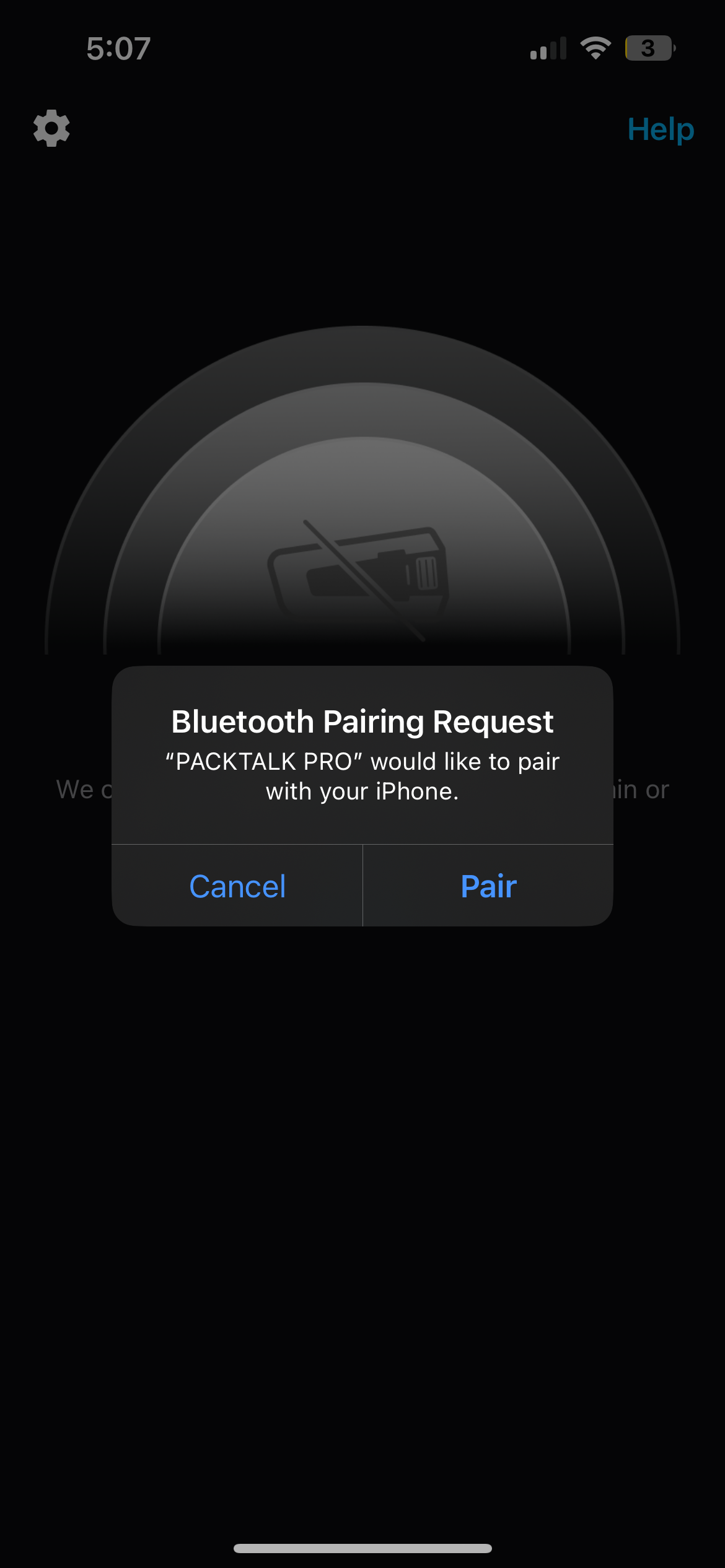Cardo Packtalk Pro app bluetooth pairing request