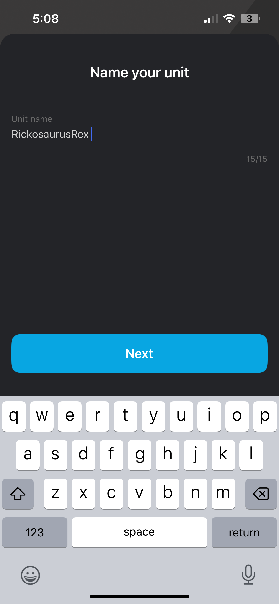 Cardo Packtalk Pro name your unit screen