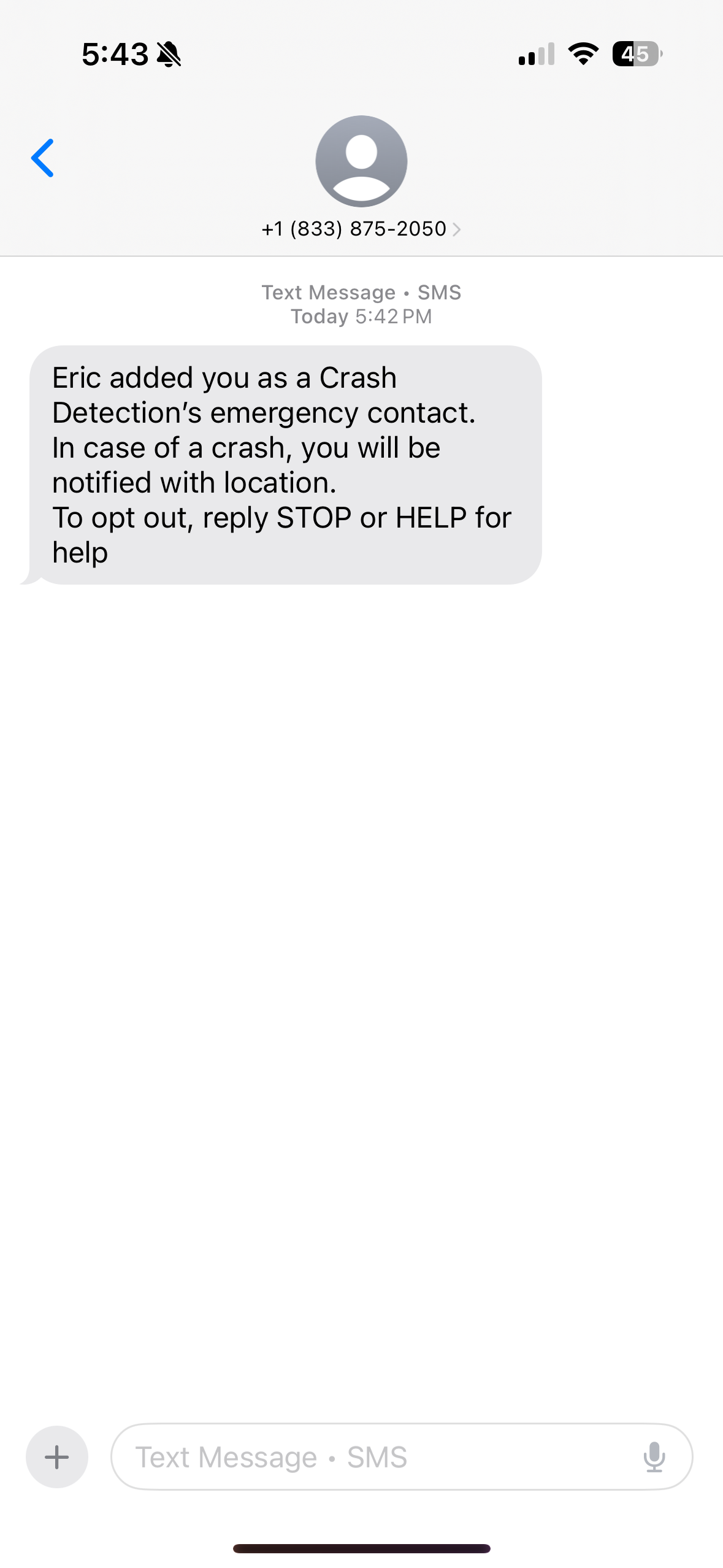 text message from Cardo Packtalk Pro