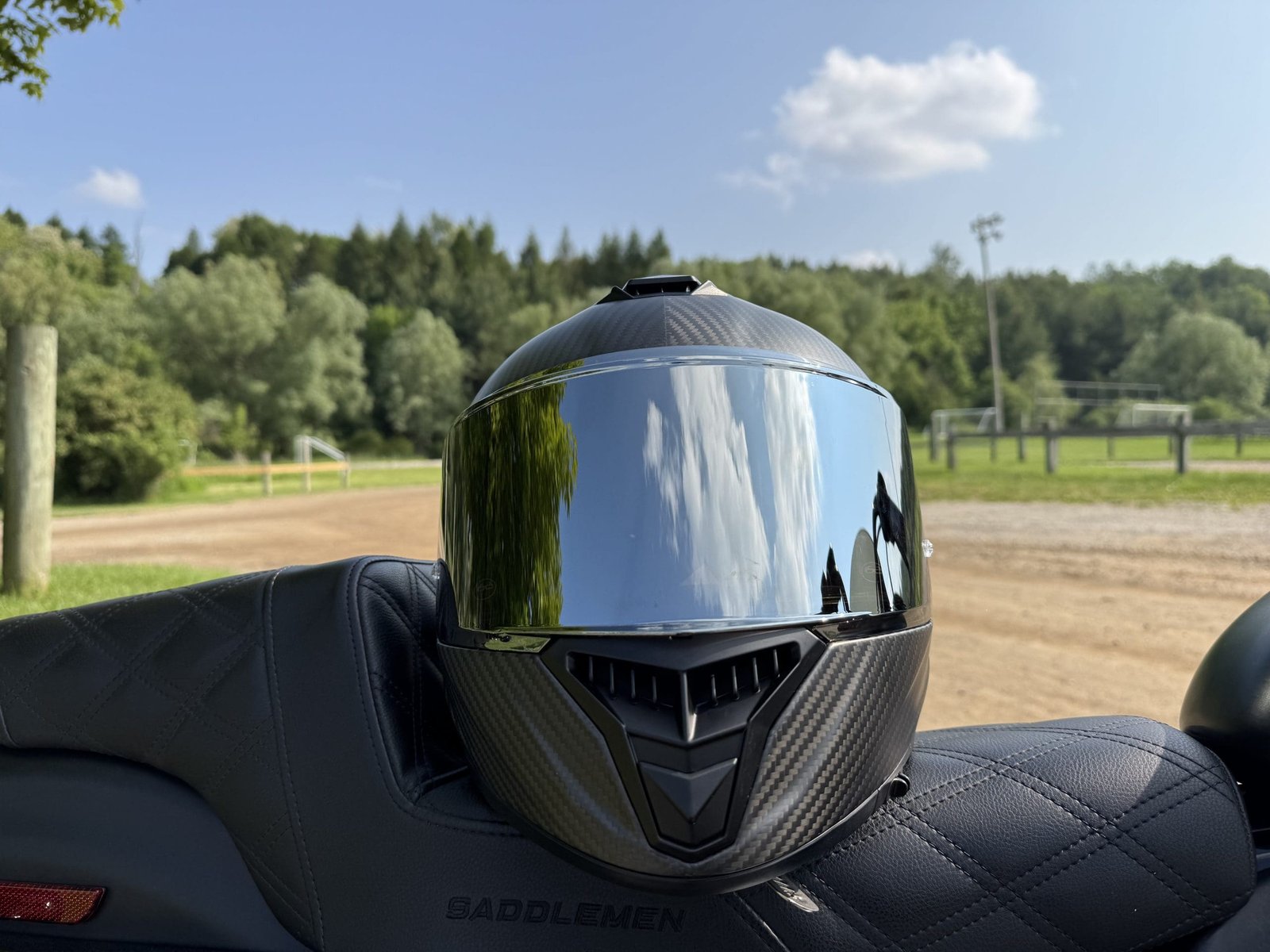 Voss 991 Carbon resting on a Harley Davidson seat
