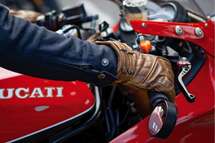 Goldtop Quilted Cafe Racer Motorcycle Gloves