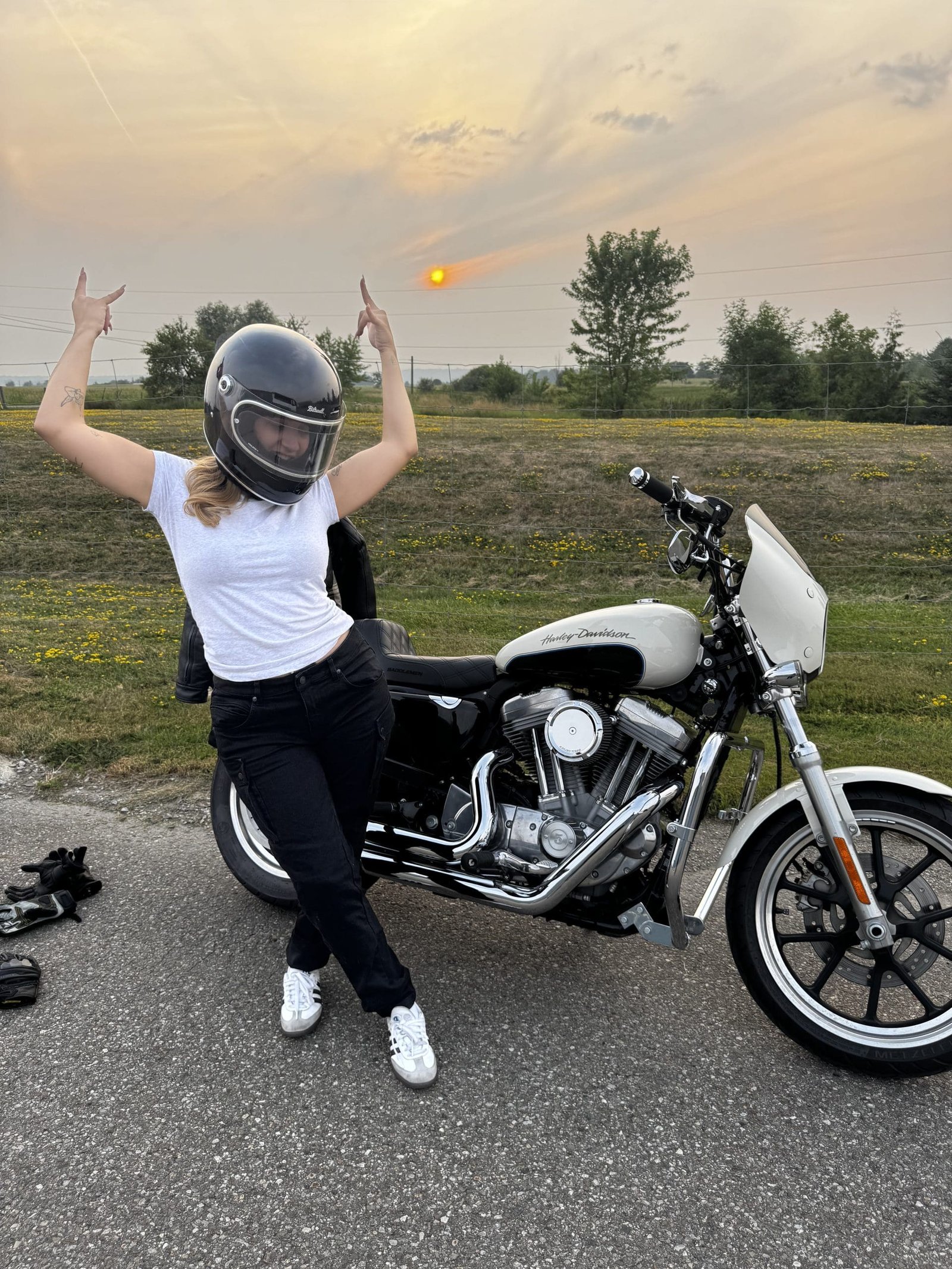 Pando Moto MILA Cargo jeans on model with riding boots