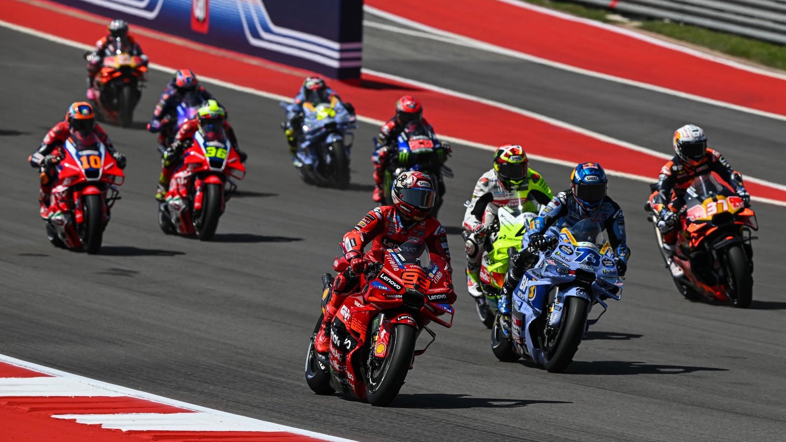 A view of the MotoGP grid. 