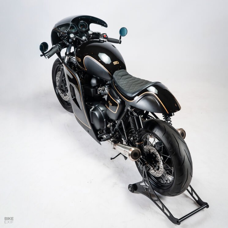 Triumph Bonneville café racer by STG Tracker