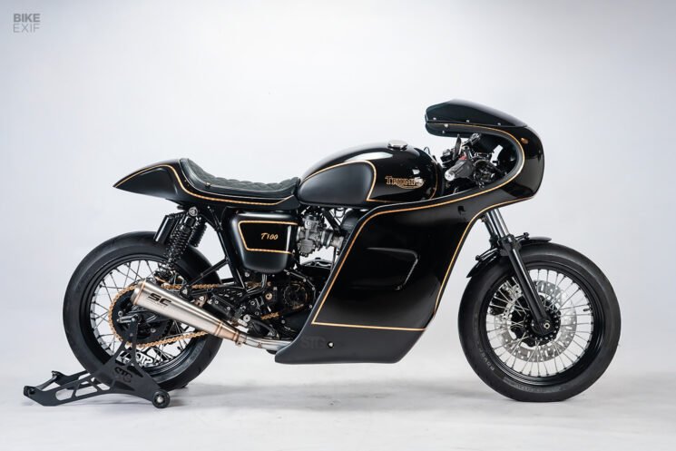 Triumph Bonneville café racer by STG Tracker