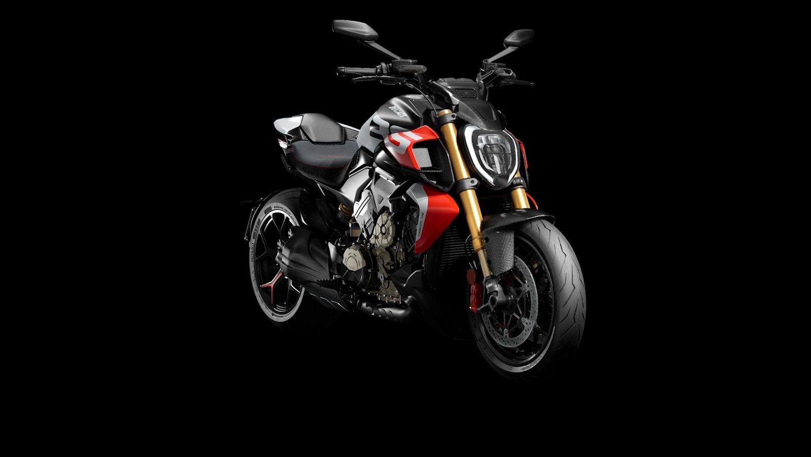A side view of a Ducati Diavel V4 RS