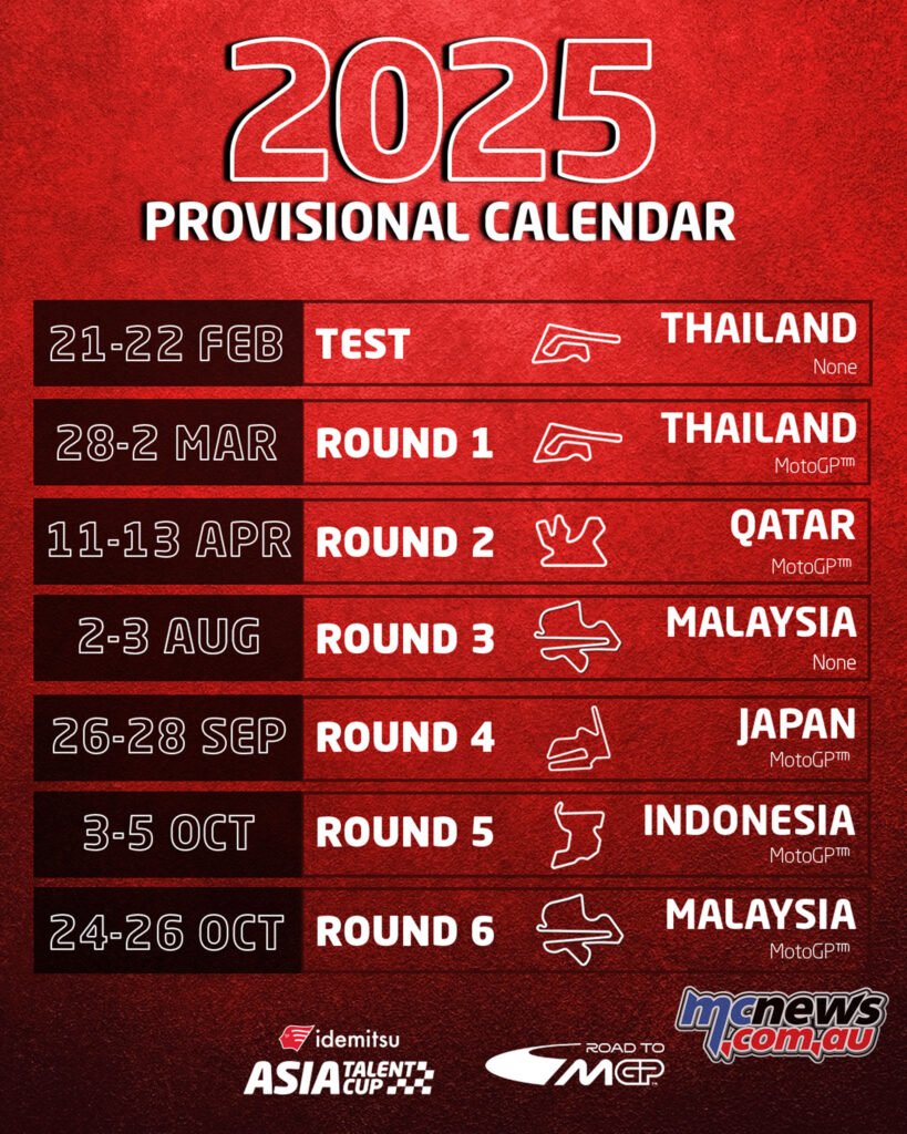 2025 Idemitsu Asia Talent Cup Calendar