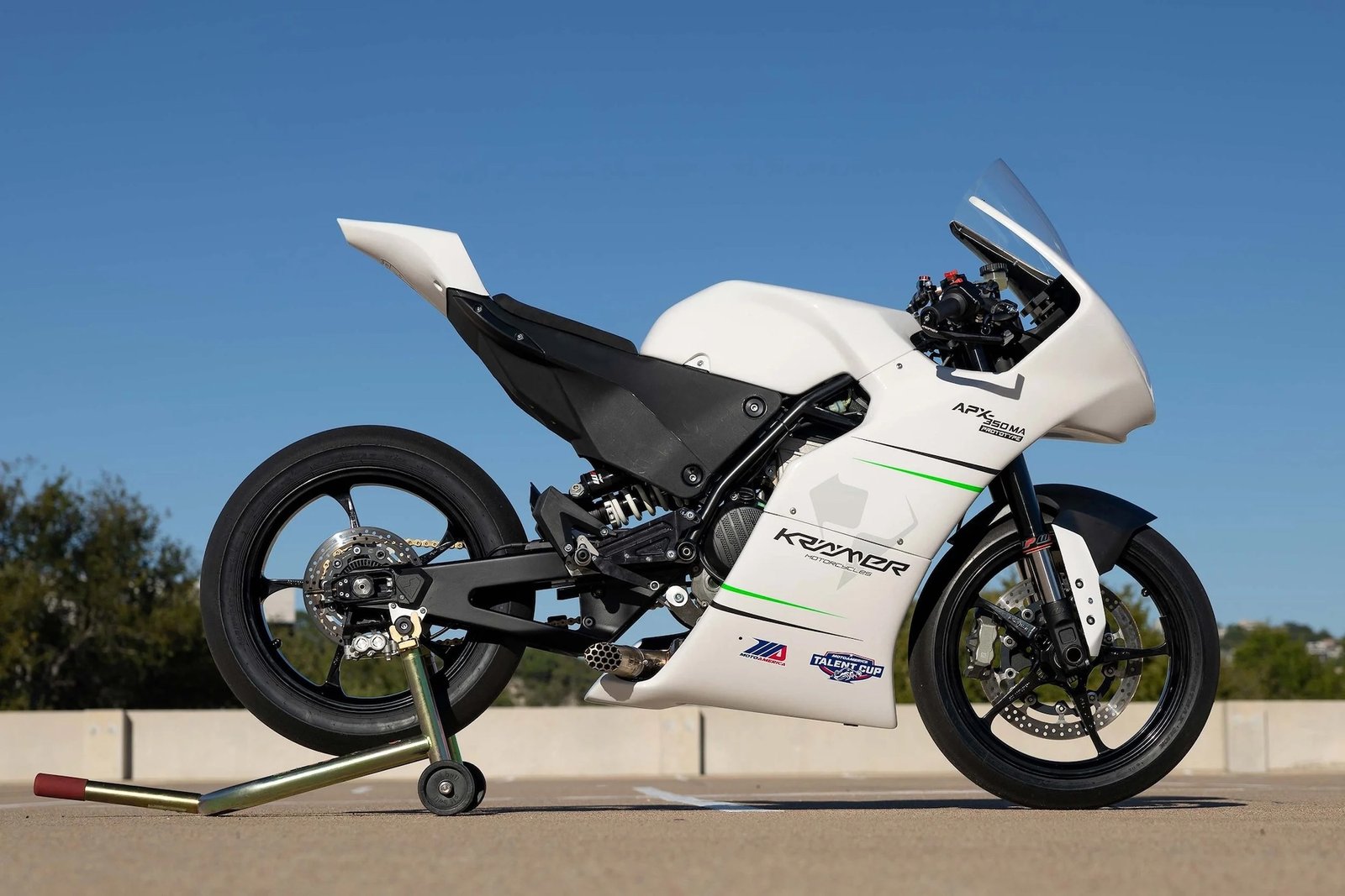the side of Krämer's APX-350 MA competition-only bike.