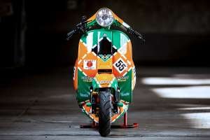 A custom Vespa PX 80 Mazda 787B tribute
