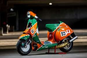 A custom Vespa PX 80 Mazda 787B tribute