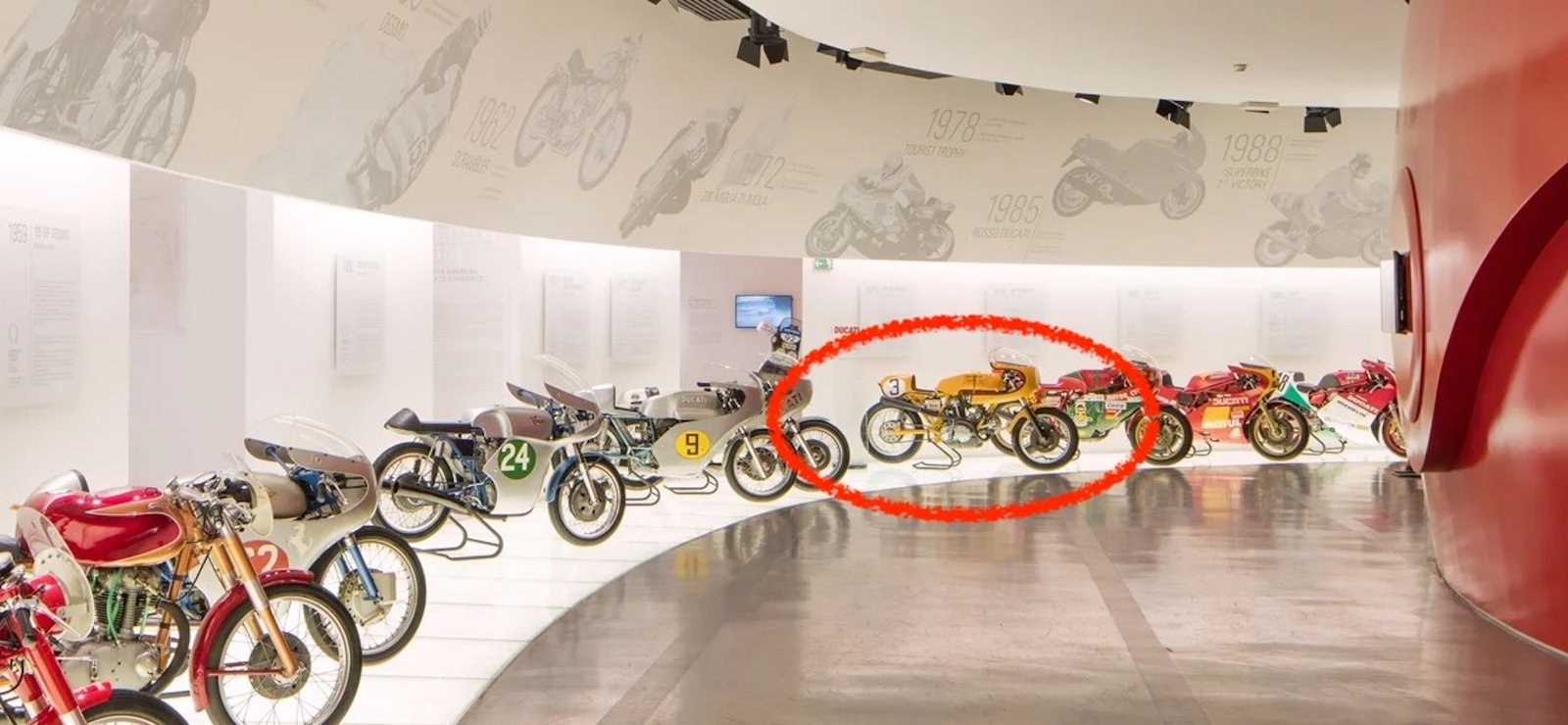 A view of Ducati's musseum, showing the Formula '73 machine that will likely inspire this new incubating machine.  Media sourced from Ducati. 