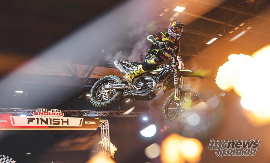 Jonny Walker racing the Triumph TF 450-E at SuperEnduro round two in Riesa, Germany.