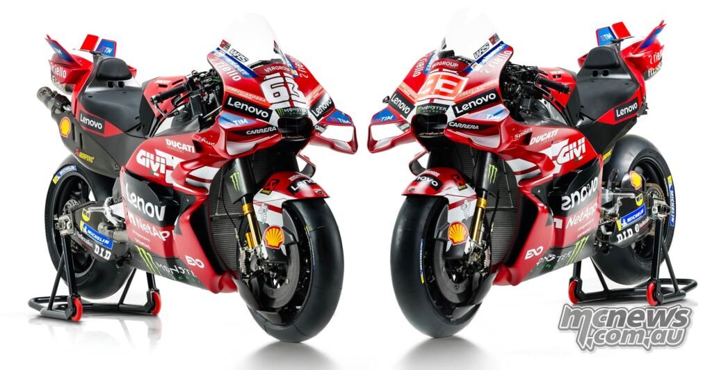 Ducati Desmosedici GP26 MotoGP bike in Rosso Centenario livery.