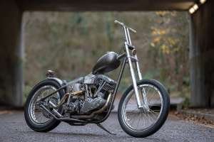 1967 Harley Shovelhead hardtail chopper by Chris Hatton at Left Hand Choppers