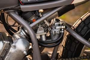 Suzuki GSX-R750 / GSX 1100 hybrid flat tracker with a supercharger, built by JL Meccanica