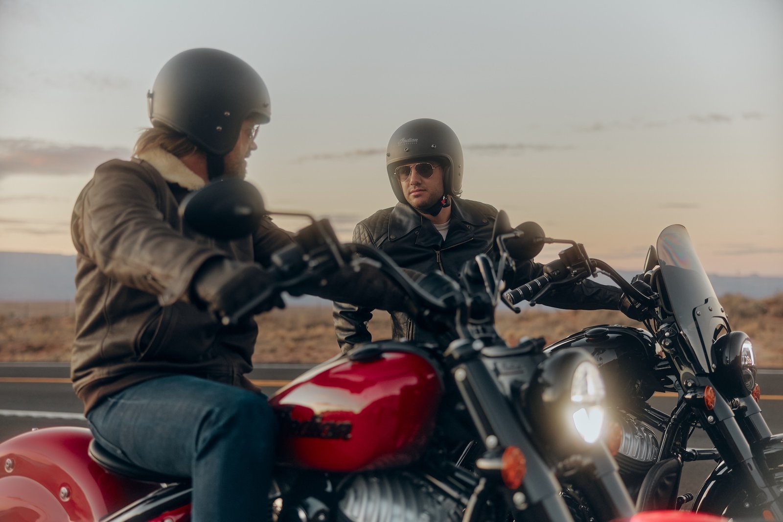 A view of two riders enjoying their Indian Chief Vintage bikes. Media sourced from Indian Motorcycles.