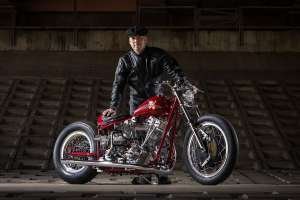 1978 Harley-Davidson FLH chopper with custom frame, by Fatech