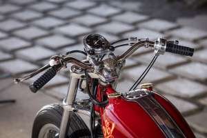 1978 Harley-Davidson FLH chopper with custom frame, by Fatech