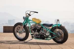 Harley-Davidson Shovelhead with lifelike peanut fuel tank by Sun Motorcycles, Heiwa MC, and Wedge