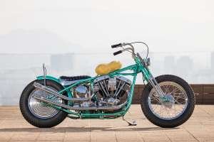 Harley-Davidson Shovelhead with lifelike peanut fuel tank by Sun Motorcycles, Heiwa MC, and Wedge