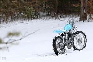 Snow motorcycle: A Penton with studded ice tires