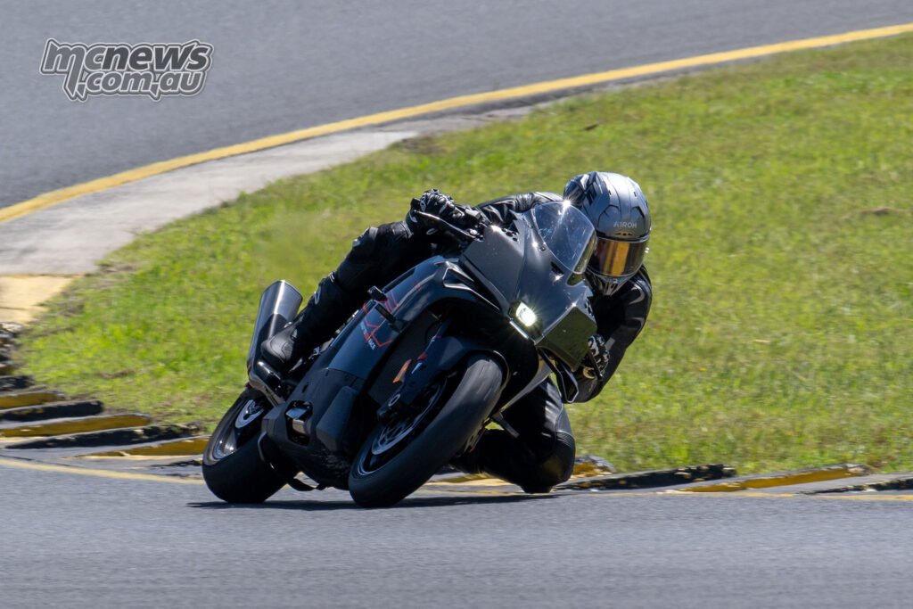 KTM 990 RCR turning into a corner at Sydney Motorsport Park